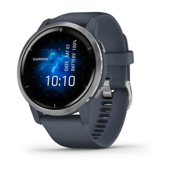 Garmin Venu 2 Silver Stainless Steel Bezel with Granite Blue Case and Silicon Band 45mm price in UAE